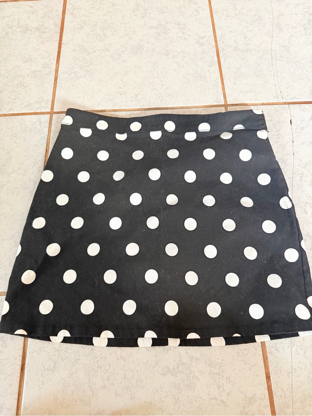 Forever 21 Black A-Line Skirt with White Polka Dots